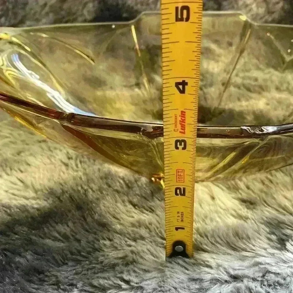 Vintage Art Deco  Amber Pressed Glass Oval Footed Bowl - Picture 8 of 16